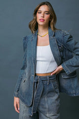 GIVE IT YOUR ALL DENIM BLAZER - Flying Tomato - Flyclothing LLC