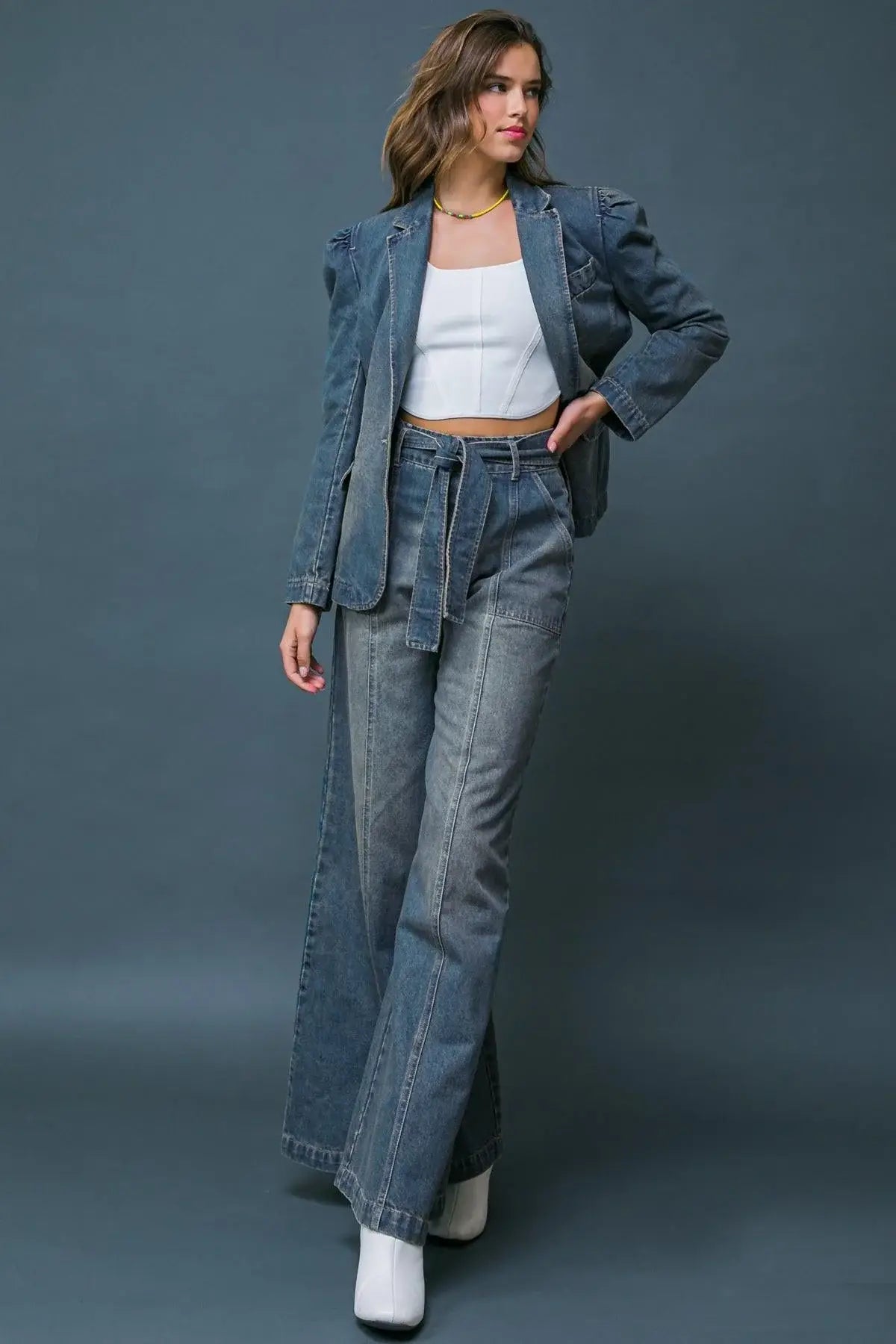 GIVE IT YOUR ALL DENIM BLAZER - Flying Tomato - Flyclothing LLC