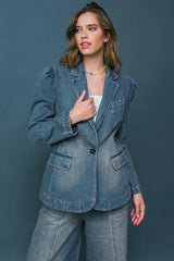 GIVE IT YOUR ALL DENIM BLAZER - Flying Tomato - Flyclothing LLC