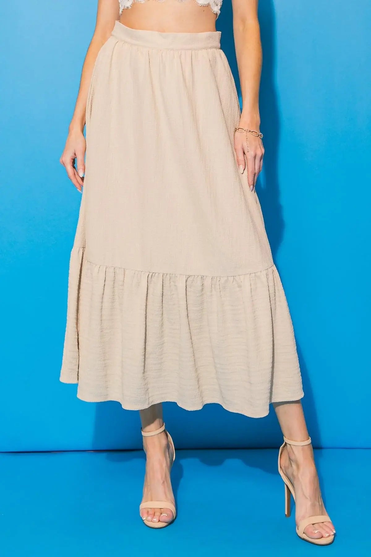 LOVELY MOOD WOVEN MIDI SKIRT - Flying Tomato - Flyclothing LLC