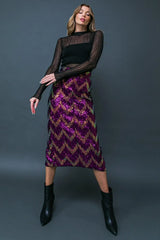 BE HAPPY FRIEND SEQUIN MIDI SKIRT - Flying Tomato - Flyclothing LLC