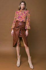 CHOOSE US LEATHER MIDI SKIRT - Flying Tomato - Flyclothing LLC