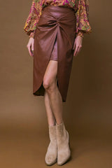 CHOOSE US LEATHER MIDI SKIRT - Flying Tomato - Flyclothing LLC