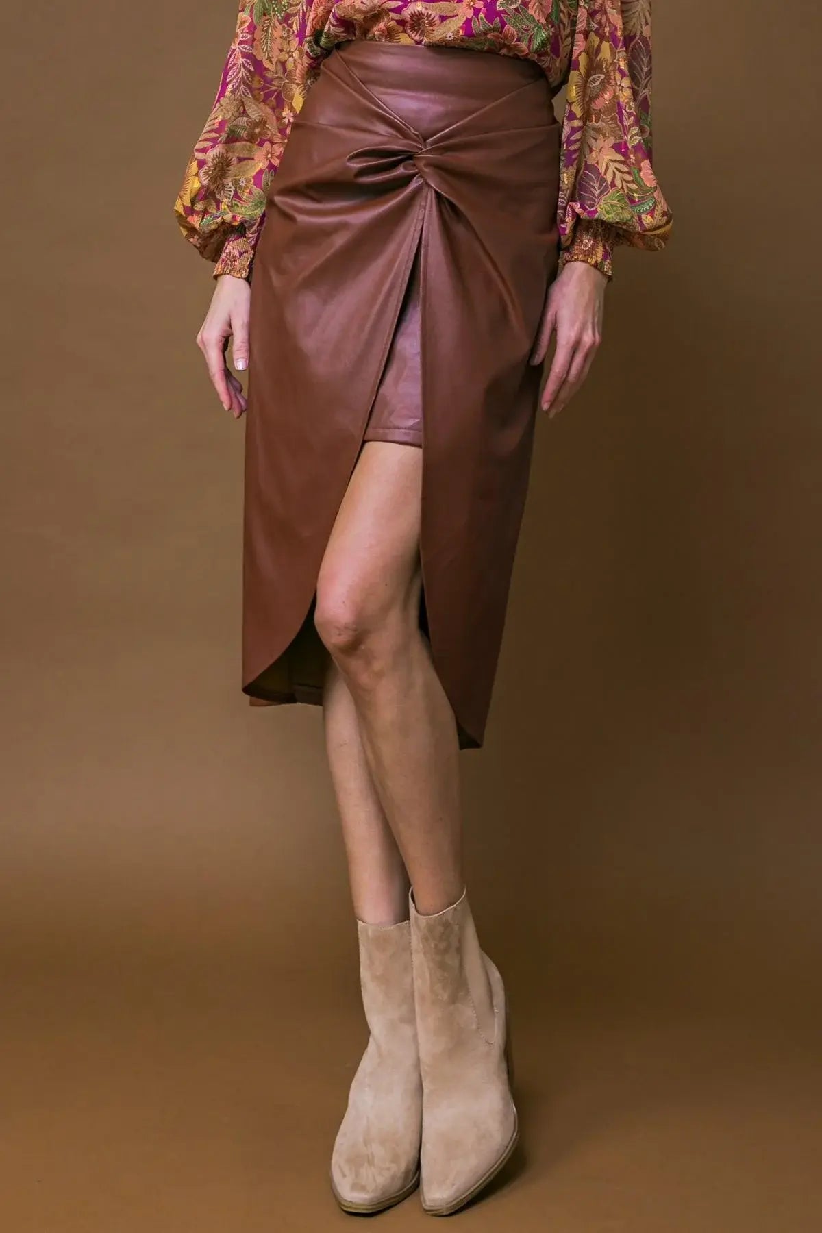 CHOOSE US LEATHER MIDI SKIRT - Flying Tomato - Flyclothing LLC