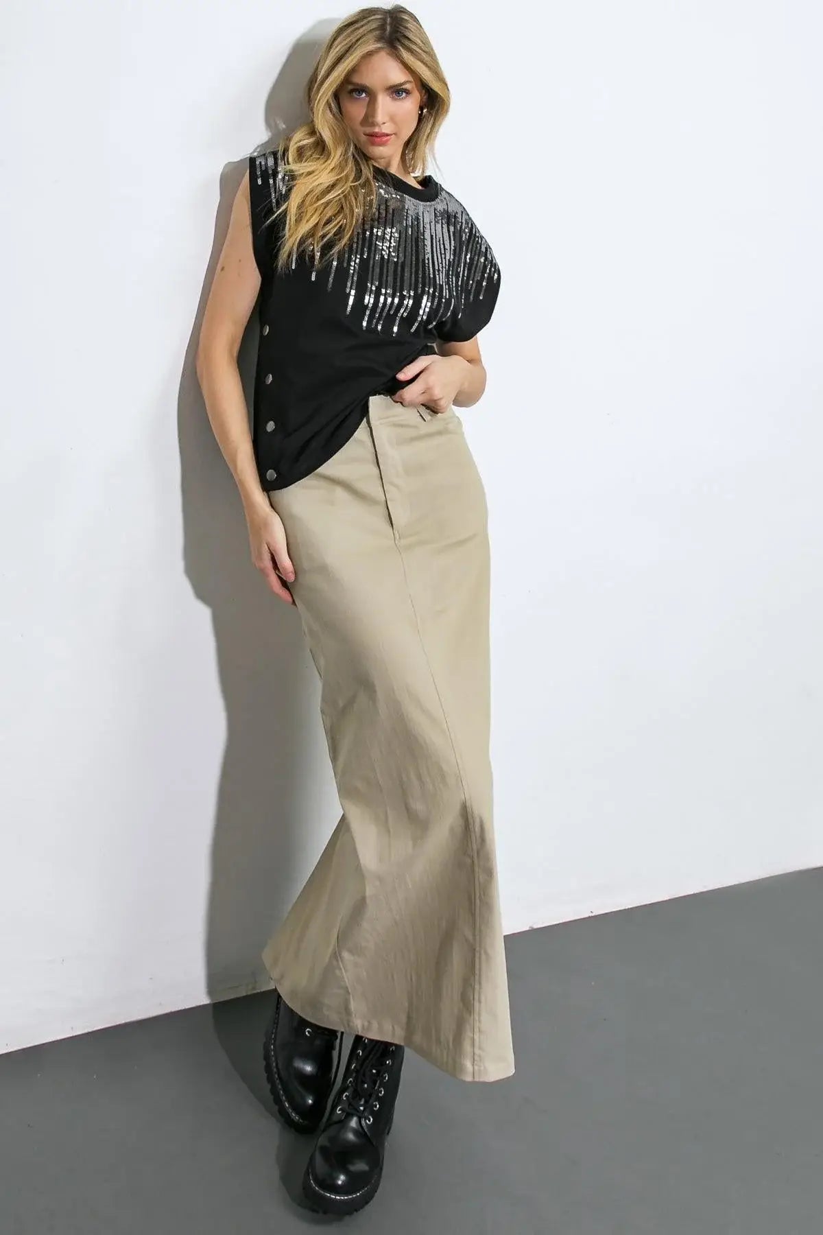MY LOVE MINE ALL MINE WOVEN MIDI SKIRT - Flying Tomato - Flyclothing LLC