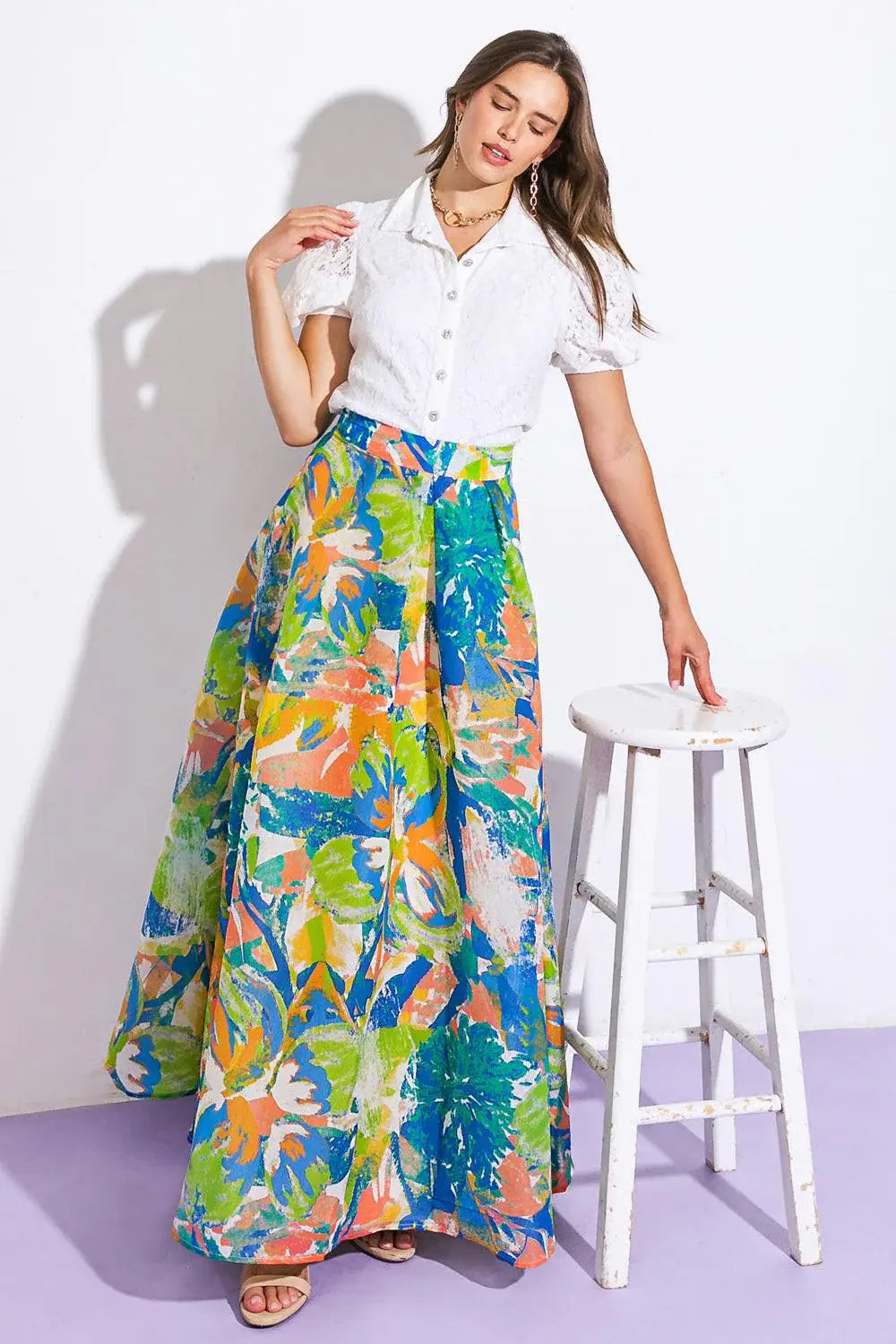 COASTAL CHIC WOVEN MAXI SKIRT - Flying Tomato - Flyclothing LLC