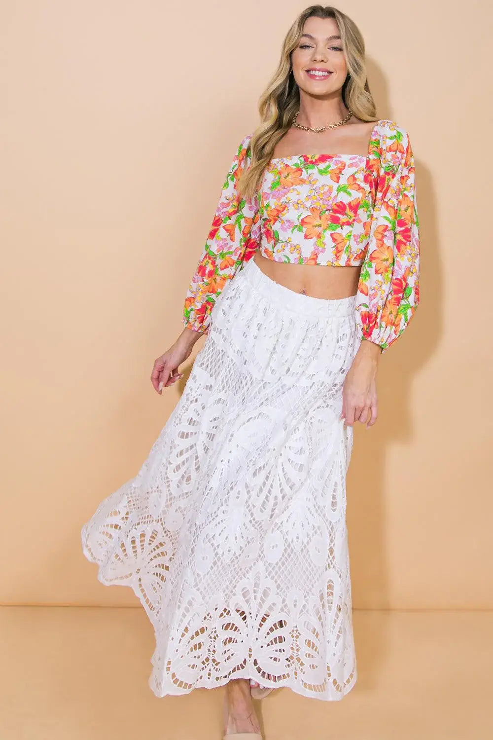 DREAMY NIGHTS WOVEN MIDI SKIRT - Flying Tomato - Flyclothing LLC