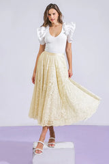 MEANINGFUL MOMENT WOVEN LACE MIDI SKIRT - Flying Tomato - Flyclothing LLC