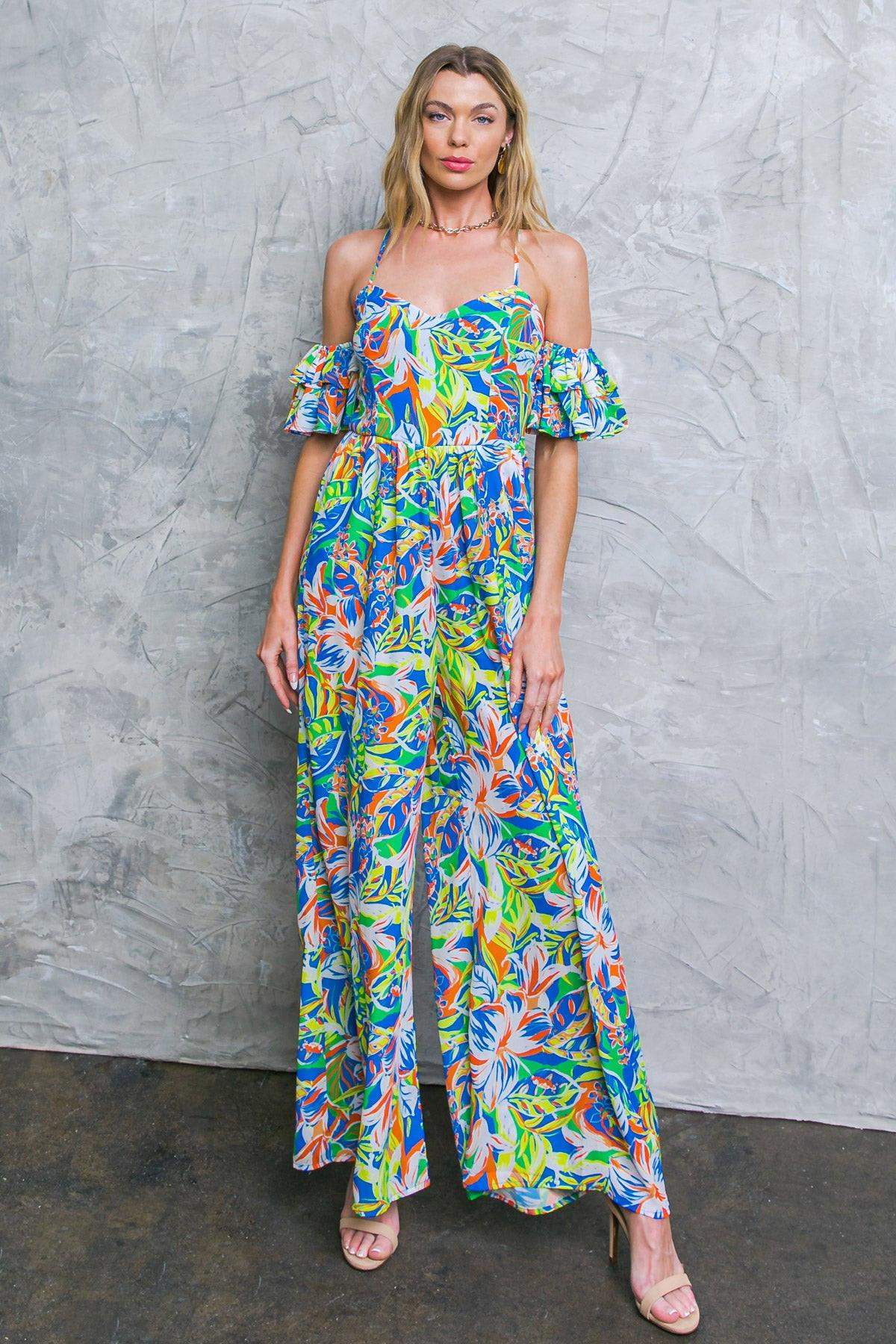 UNSEEN BEAUTY FLORAL WOVEN JUMPSUIT - Flying Tomato - Flyclothing LLC