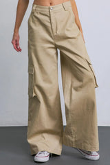 ADORABLE POSH WOVEN CARGO PANTS - Flying Tomato - Flyclothing LLC