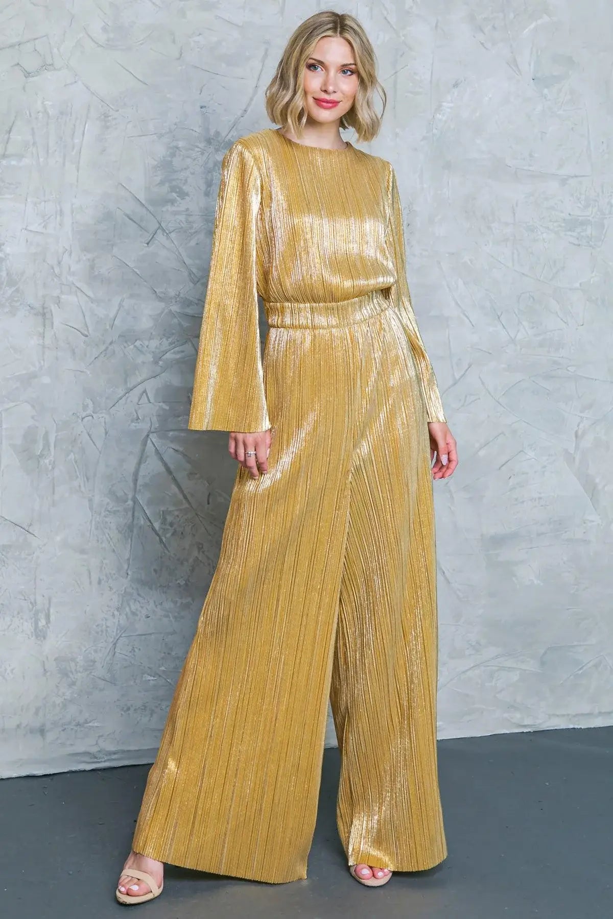 DARE TO DAZZLE PLISSE JUMPSUIT - Flying Tomato - Flyclothing LLC