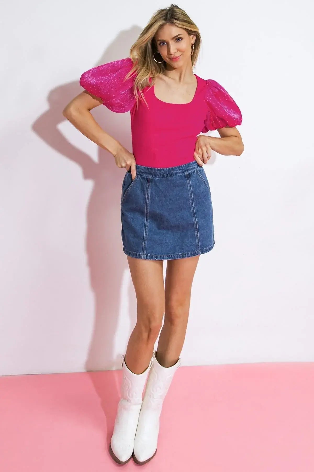 MOMENTS IN LOVE DENIM SKORT - Flying Tomato - Flyclothing LLC