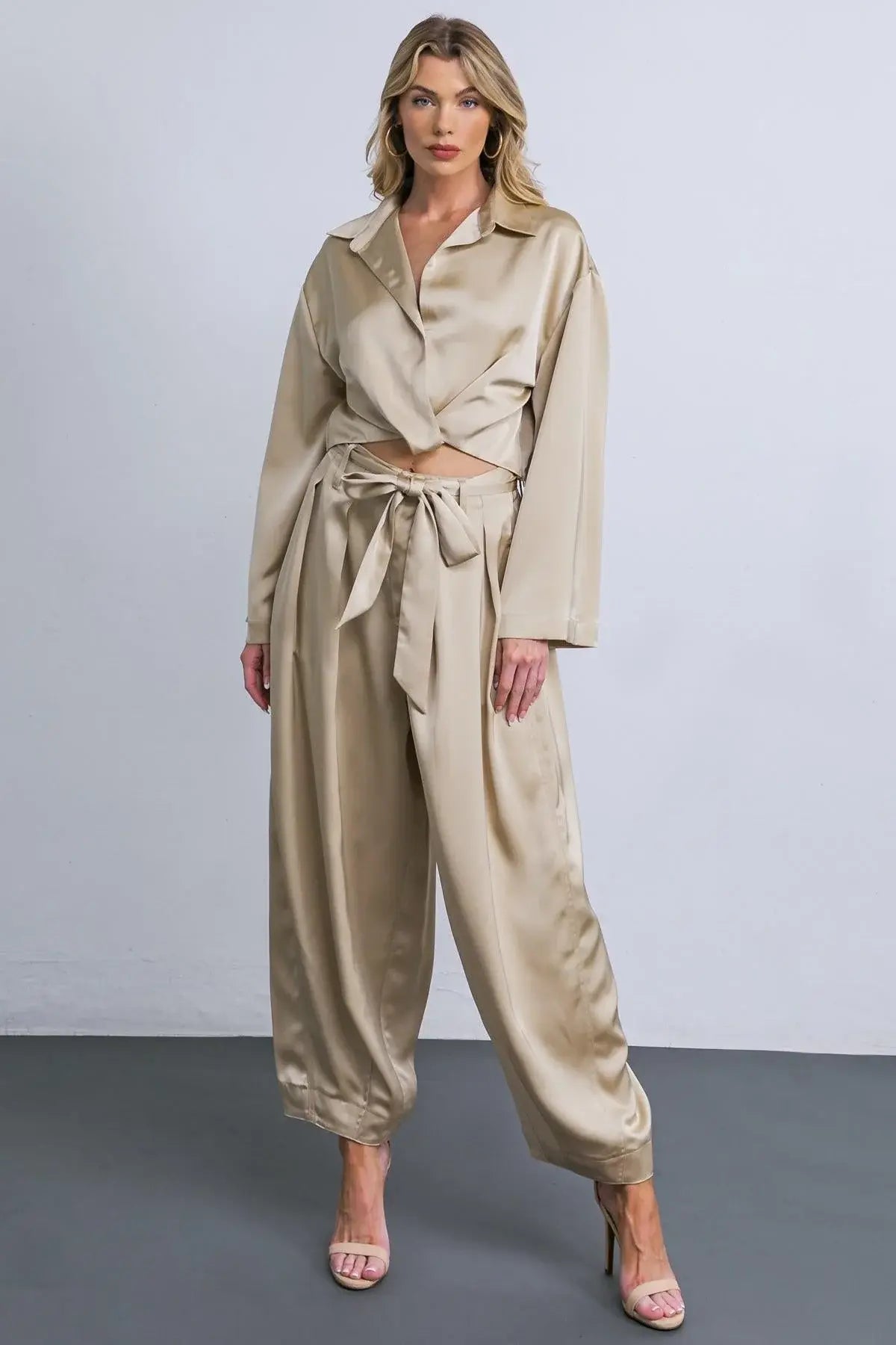 POWERFUL CHARM WOVEN SATIN PANTS - Flying Tomato - Flyclothing LLC