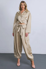 POWERFUL CHARM WOVEN SATIN PANTS - Flying Tomato - Flyclothing LLC