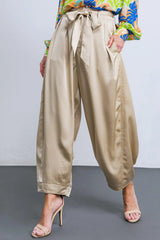 POWERFUL CHARM WOVEN SATIN PANTS - Flying Tomato - Flyclothing LLC