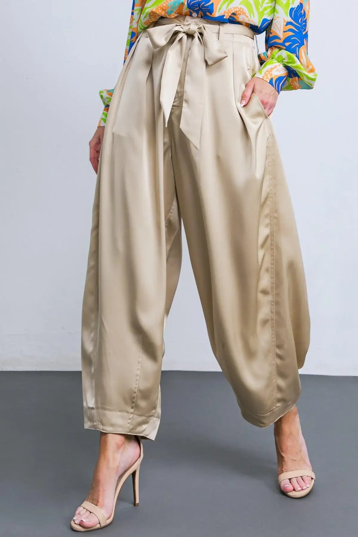 POWERFUL CHARM WOVEN SATIN PANTS - Flying Tomato - Flyclothing LLC
