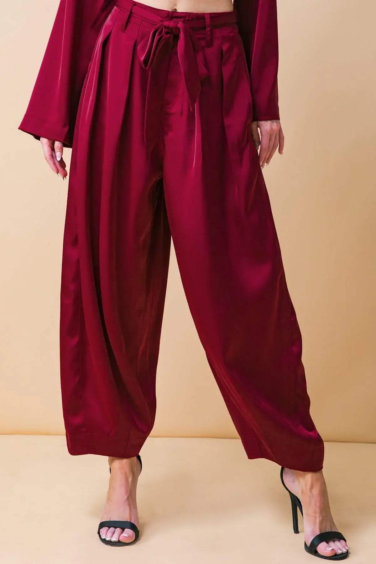 POWERFUL CHARM WOVEN SATIN PANTS - Flying Tomato - Flyclothing LLC