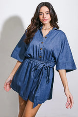 SEIZE THE DAY DENIM ROMPER - Flying Tomato - Flyclothing LLC