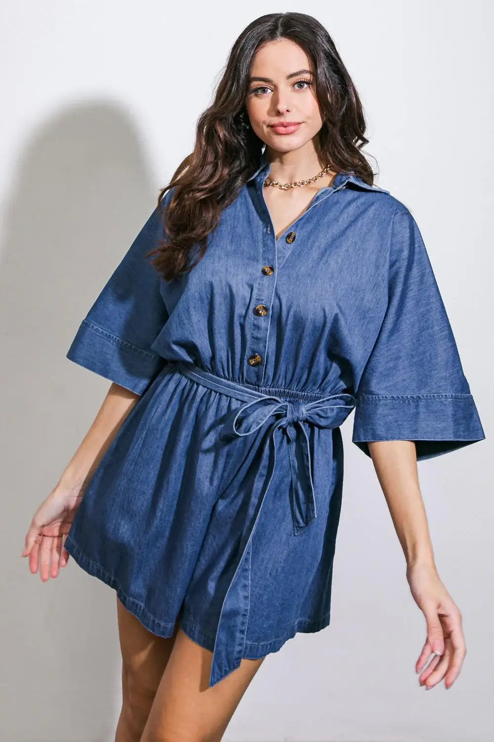 SEIZE THE DAY DENIM ROMPER - Flying Tomato - Flyclothing LLC