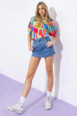 SUNNY ROMANCE DENIM SKORT - Flying Tomato - Flyclothing LLC