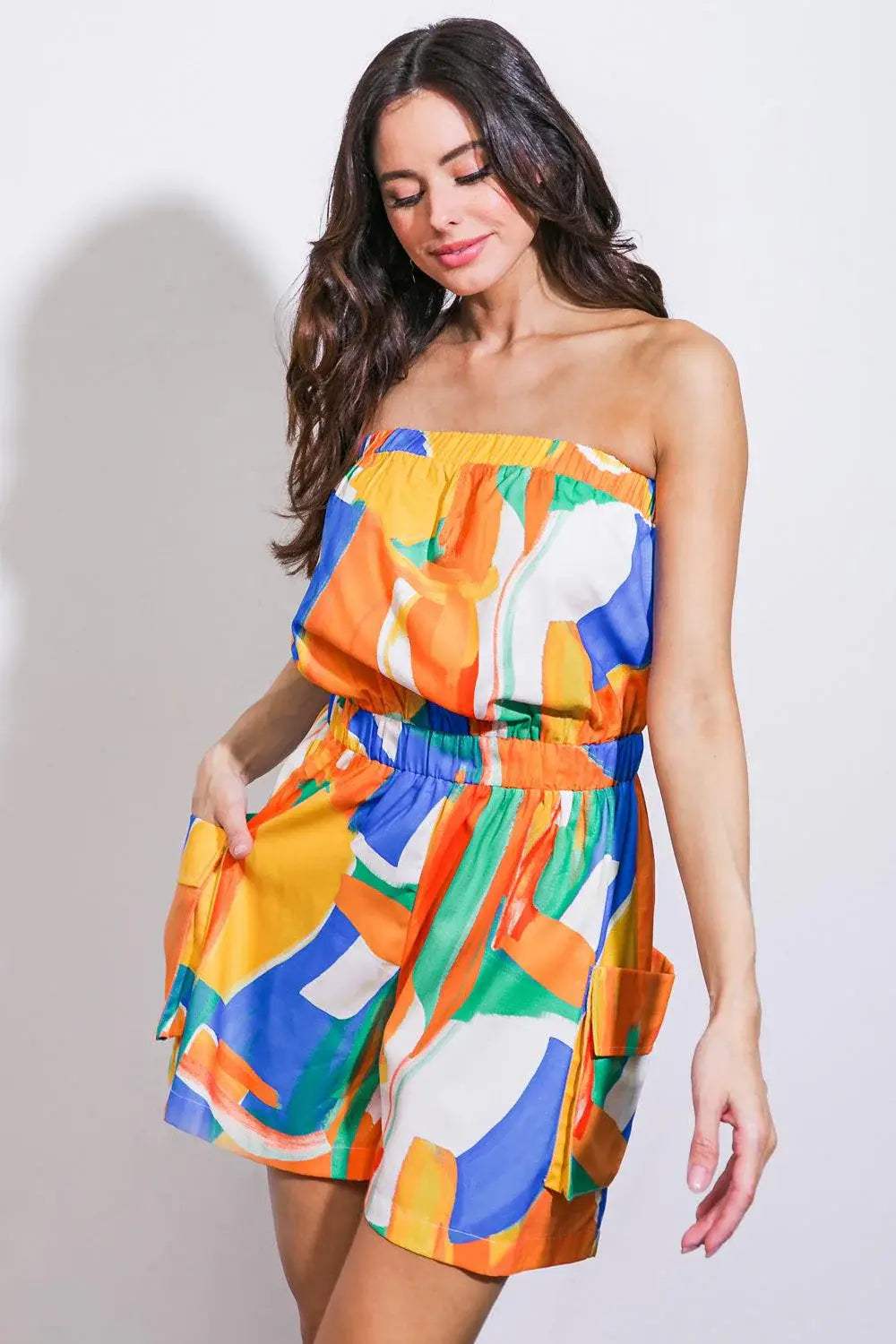 VIVID IMAGINATION WOVEN ROMPER - Flying Tomato - Flyclothing LLC