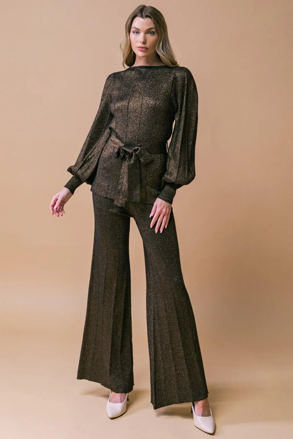STUNNING STANCE METALLIC SWEATER TUNIN AND PANT SET - Flying Tomato - Flyclothing LLC