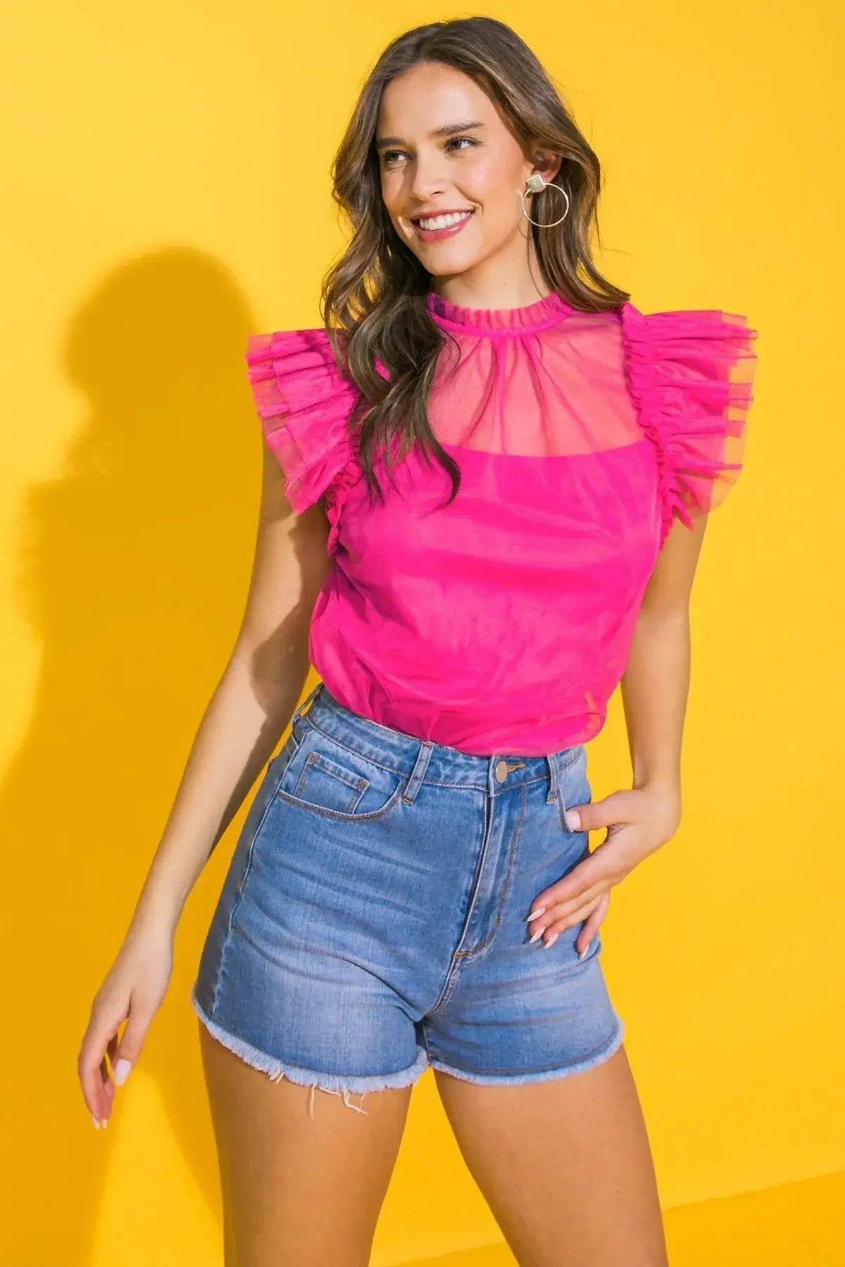 YOU'RE ON MY MIND TULLE TOP - Flying Tomato - Flyclothing LLC