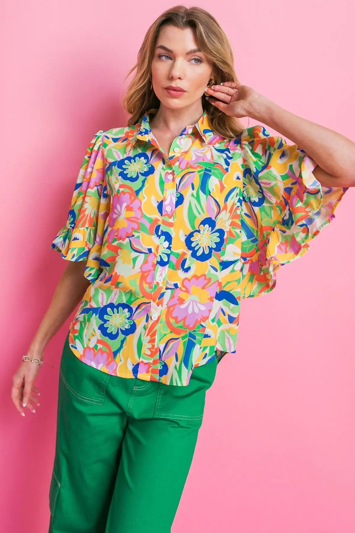 READY TO GET AWAY WOVEN TOP - Flying Tomato - Flyclothing LLC