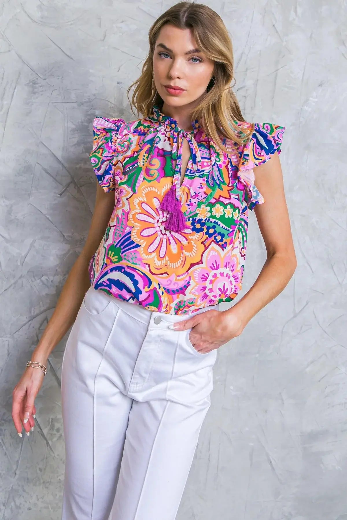 DAYTIME DREAMS WOVEN TOP - Flying Tomato - Flyclothing LLC