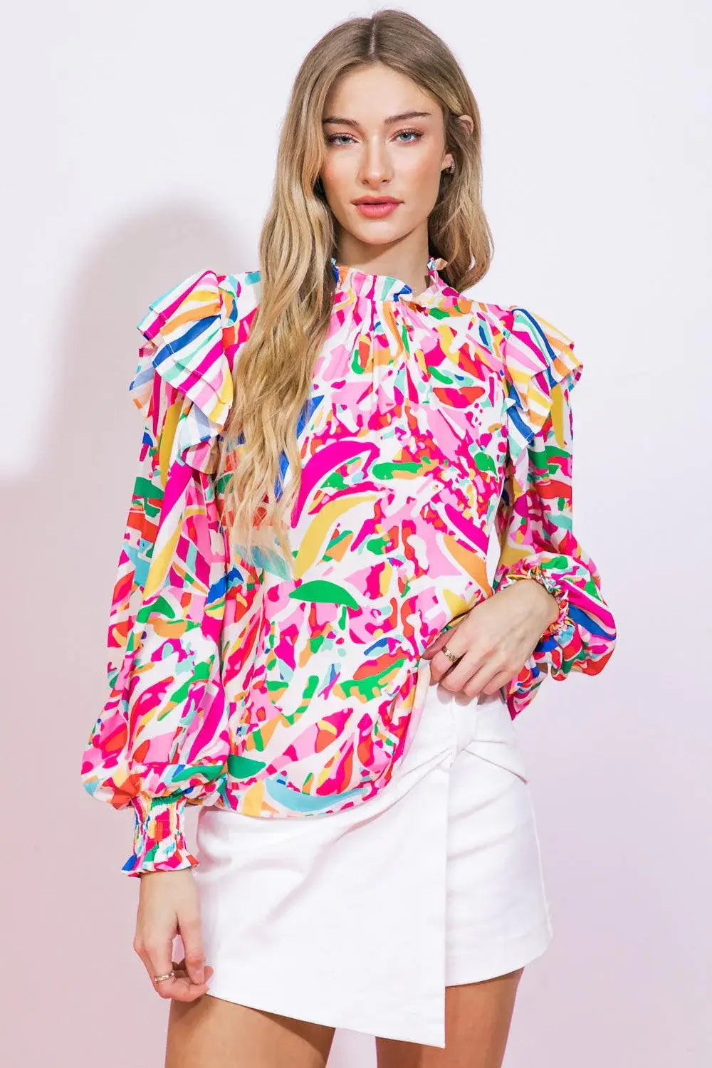 GRACEFUL IMPRESSION WOVEN TOP - Flying Tomato - Flyclothing LLC