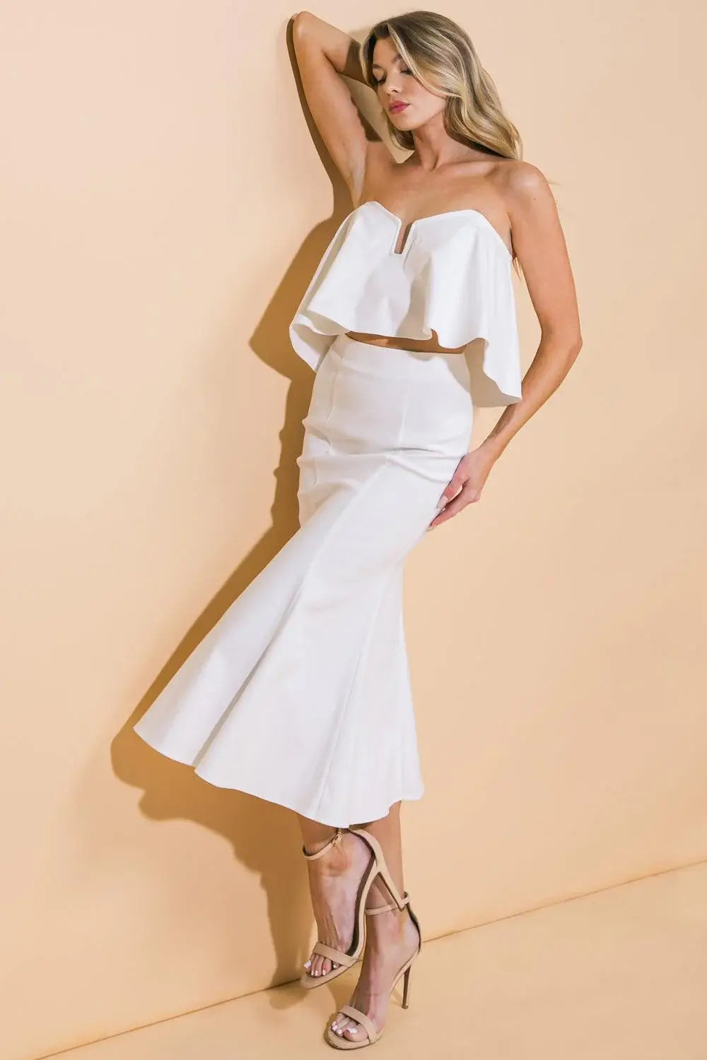 SUNSET STROLL WOVEN TWILL TOP AND SKIRT SET - Flying Tomato - Flyclothing LLC