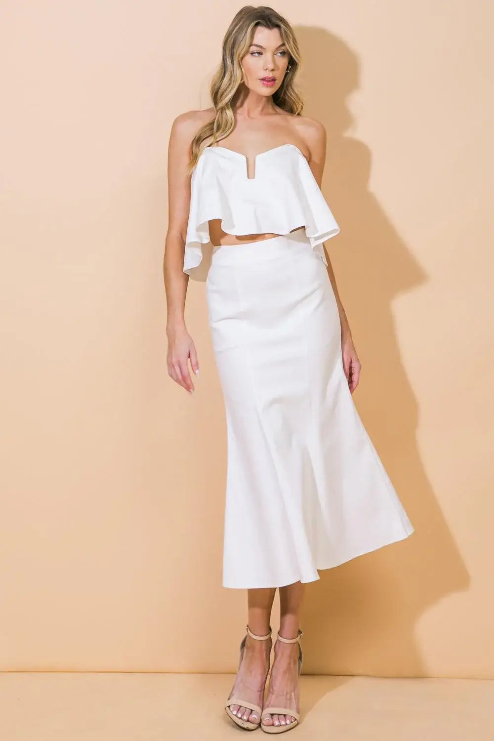 SUNSET STROLL WOVEN TWILL TOP AND SKIRT SET - Flying Tomato - Flyclothing LLC