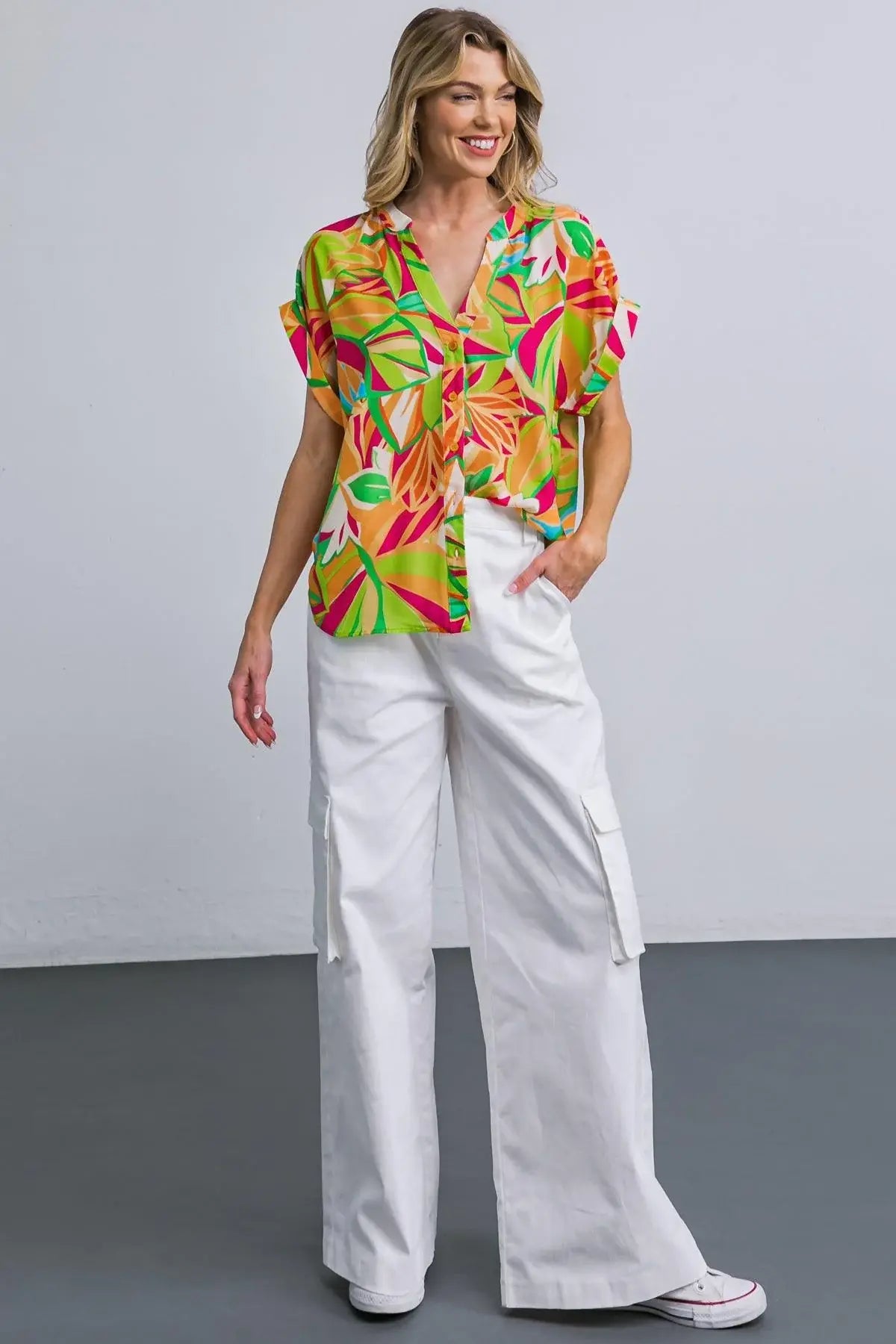 FAVORITE ICON WOVEN TOP - Flying Tomato - Flyclothing LLC