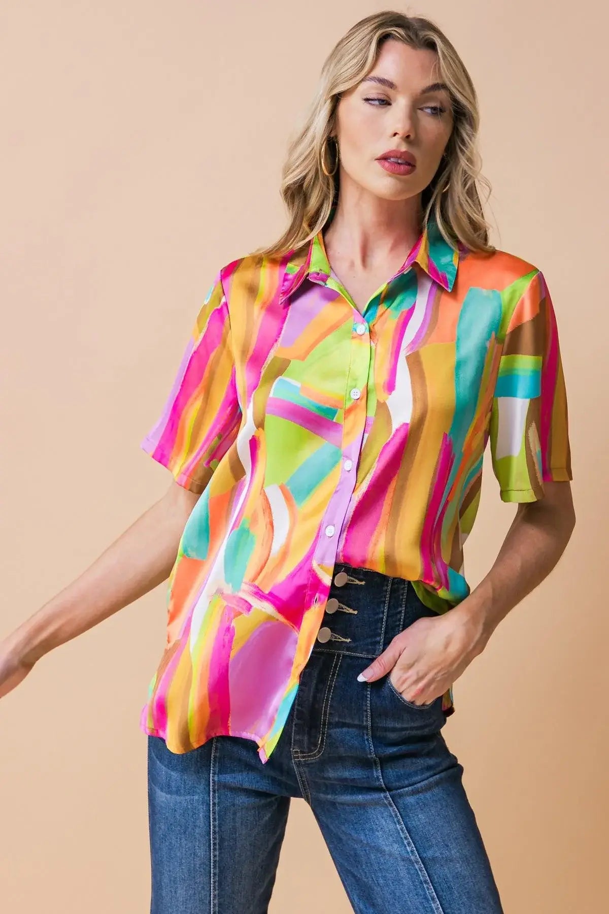 ELEVATED OPTION WOVEN TOP - Flying Tomato - Flyclothing LLC