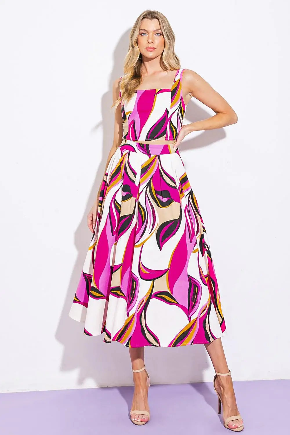 COCKTAIL CLUB WOVEN TWILL TOP AND SKIRT - Flying Tomato - Flyclothing LLC