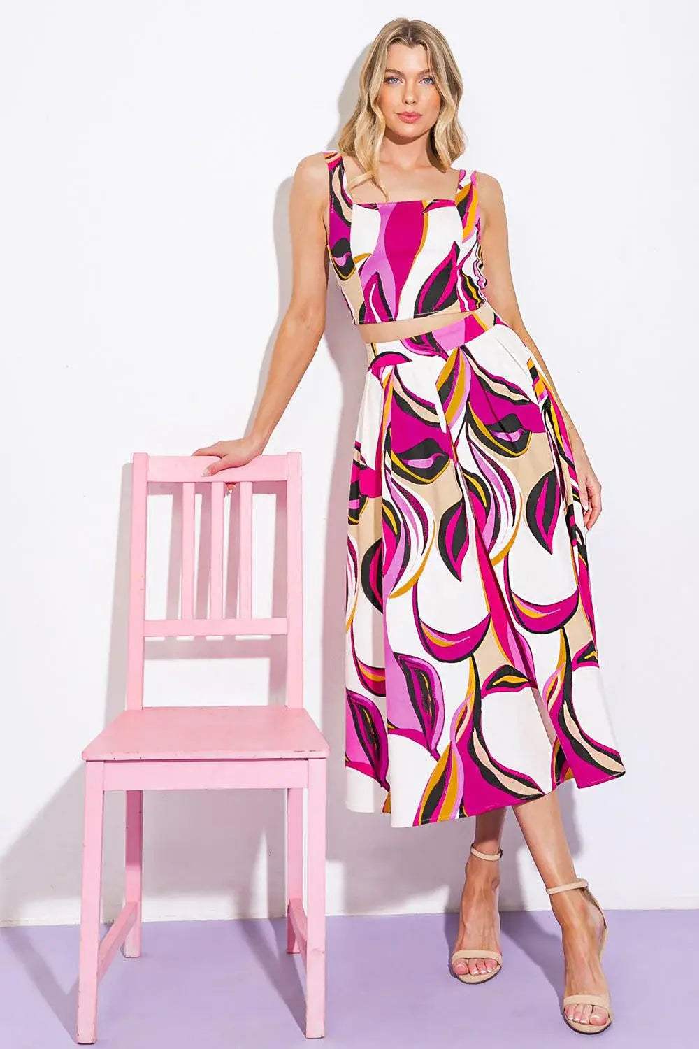 COCKTAIL CLUB WOVEN TWILL TOP AND SKIRT - Flying Tomato - Flyclothing LLC