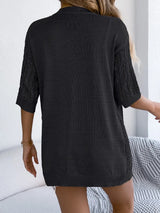 Openwork Open Front Half Sleeve Cardigan - Trendsi - Flyclothing LLC