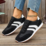 Striped Lace-Up Casual Sneakers - Trendsi - Flyclothing LLC
