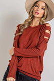 Cutout Round Neck Long Sleeve Top - Trendsi - Flyclothing LLC