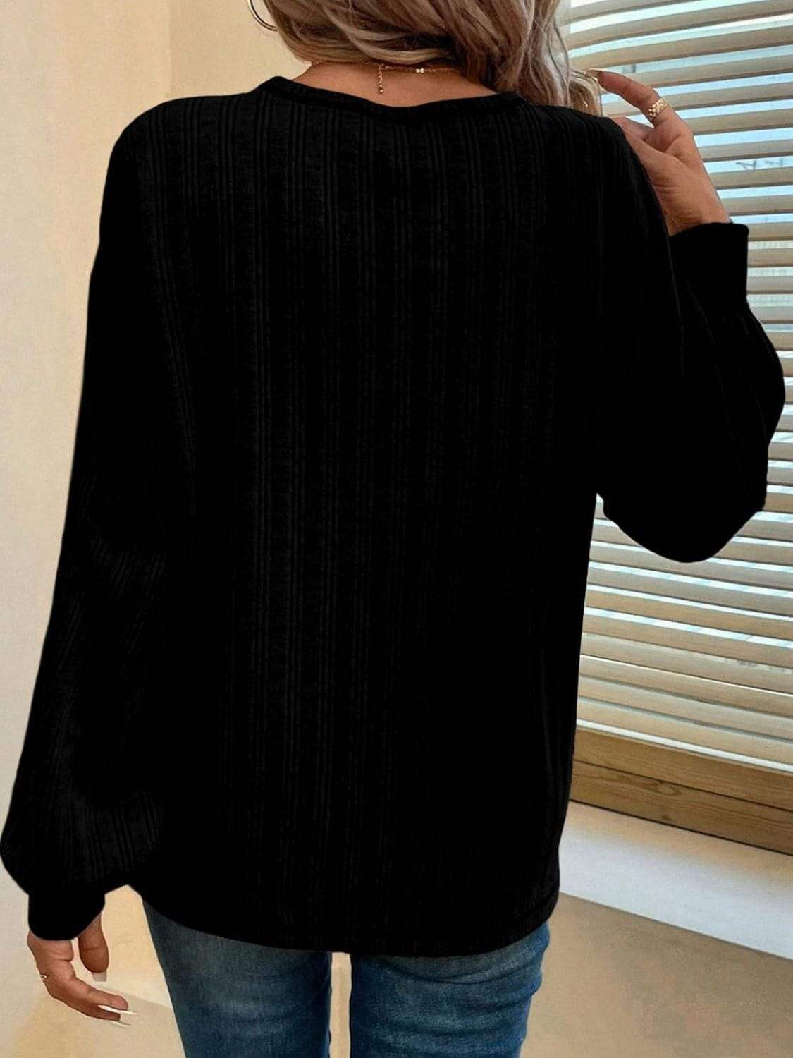 Mandy Contrast Stitching Round Neck Long Sleeve T-Shirt - Trendsi - Flyclothing LLC