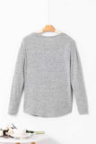 Decorative Button Round Neck Long Sleeve Top - Trendsi - Flyclothing LLC