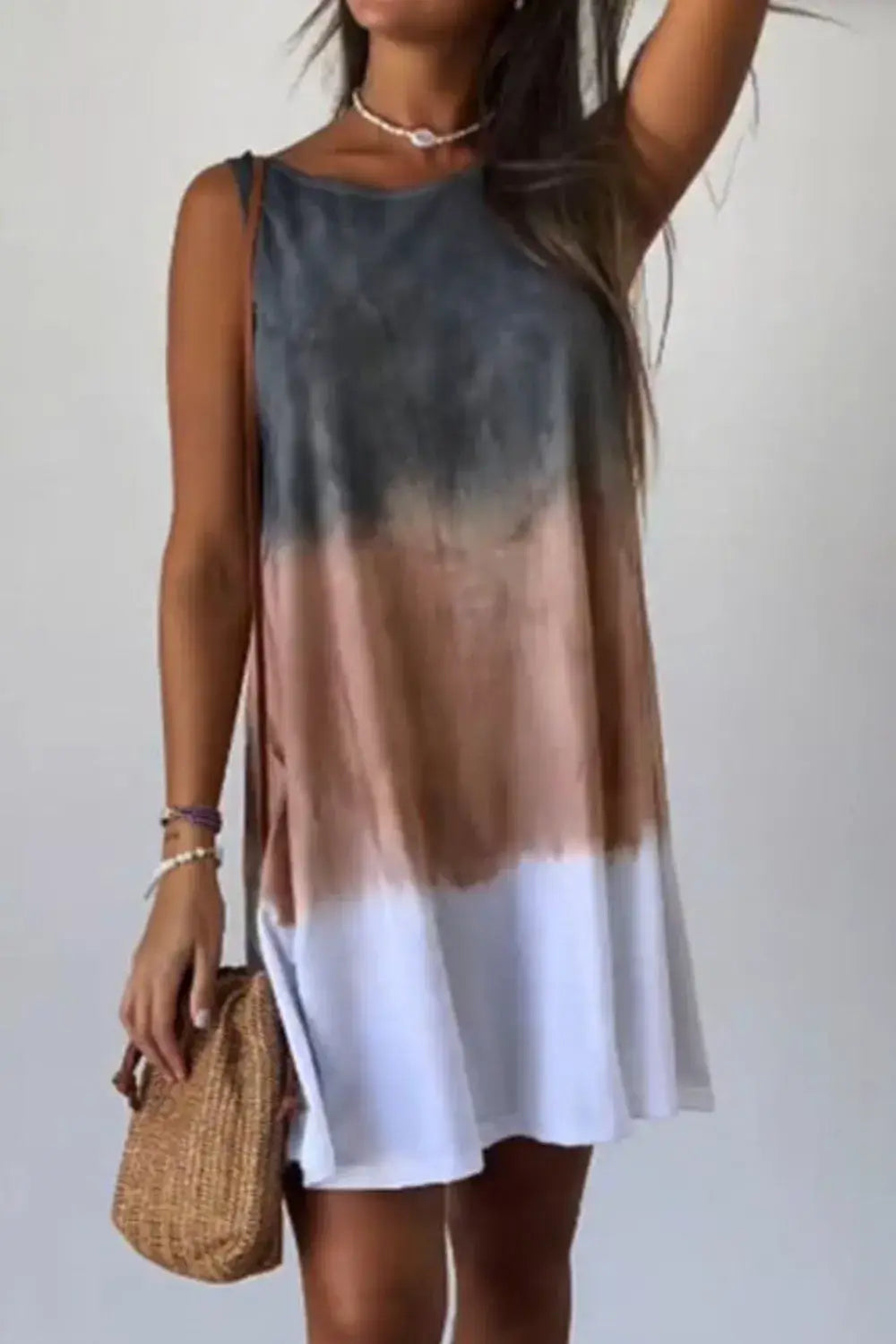 Full Size Tie-Dye Sleeveless Mini Tank Dress Plus Size - Trendsi - Flyclothing LLC