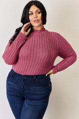 Basic Bae Full Size Ribbed Mock Neck Long Sleeve T-Shirt - ShopBasicbae - Flyclothing LLC