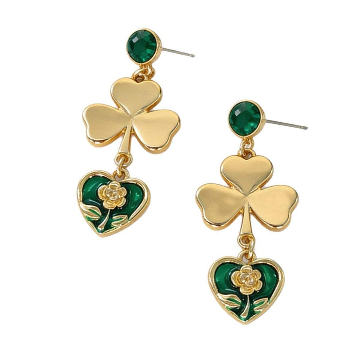 Women New Niche Floral Heart Drop Earrings, Wholesale High-End Light Luxury Ladies Ear Ornaments - My Store - Flyclothing LLC