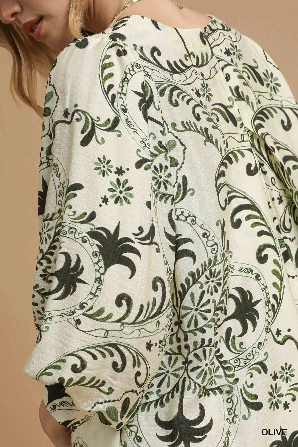 Umgee Boho Printed Balloon Sleeve Mini Dress - Trendsi - Flyclothing LLC