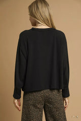 Umgee Brushed Fleeve Crewneck Top - Trendsi - Flyclothing LLC