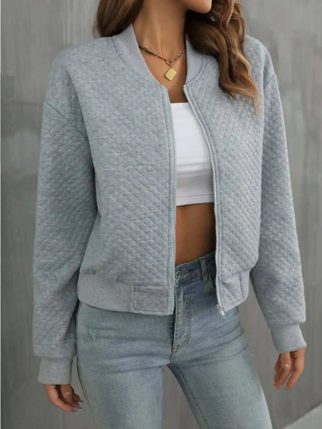 Zip Up Long Sleeve Jacket - Trendsi - Flyclothing LLC