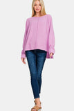 Zenana High-Low Side Slit Round Neck T-Shirt - Trendsi - Flyclothing LLC