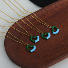 Heart Pendant Titanium Steel Necklace - Trendsi