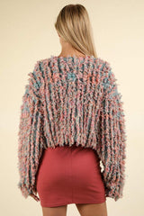 VERY J Shaggy Yarn Knit Zip Up Jacket - Trendsi - Flyclothing LLC